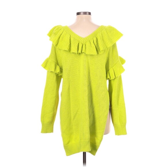 ZARA Florescent Lime Ruffled Knit Sweater - XS-S - Picture 6 of 6